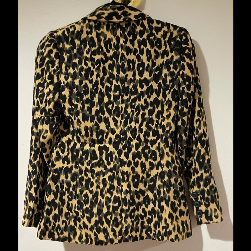 New Halogen Nordstrom Taupe Animal Print Leopard One Button Blazer XXS Petite - Picture 3 of 12
